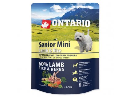 ONTARIO senior mini lamb and rice 0,75 kg granule pre psov