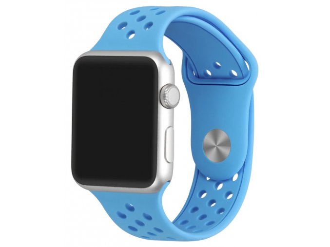 svetle modry silikonovy reminek s odvetravacimi otvory pro apple watch 01