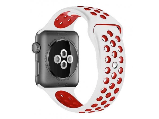 bilocerveny silikonovy reminek pro apple watch