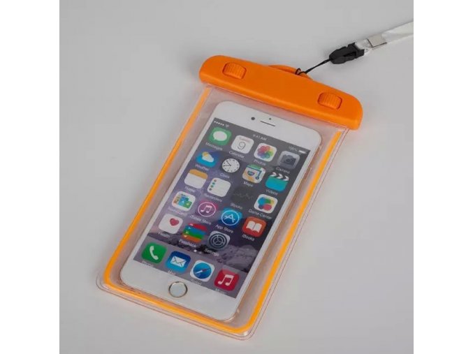 Vodotěsné univerzální svítící pouzdro pro mobily oranžové