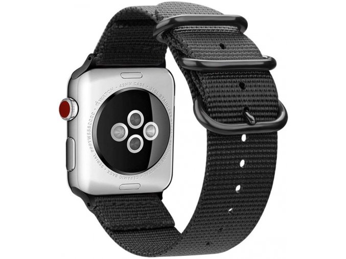 tkany nylonovy reminek pro apple watch s trojitou prezkou cerny