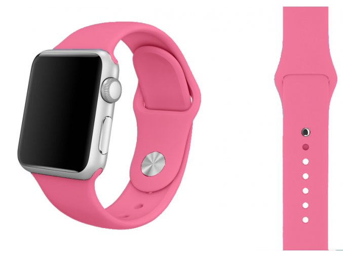 zarive ruzovy silikonovy reminek pro apple watch