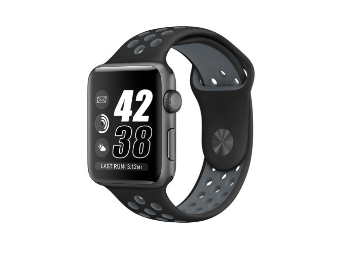 Černošedý silikonový řemínek pro Apple Watch 38, 40 a 41 mm
