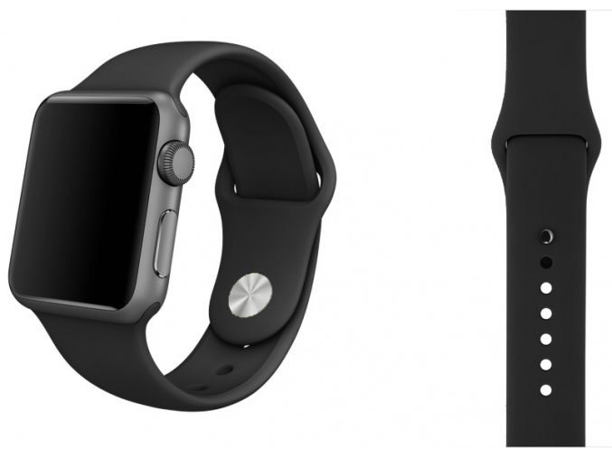 Černý silikonový řemínek pro Apple Watch 42, 44 a 45 mm