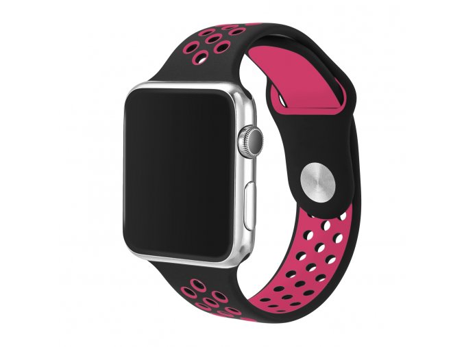 ruzovocerny silikonovy reminek pro apple watch 42 mm 01