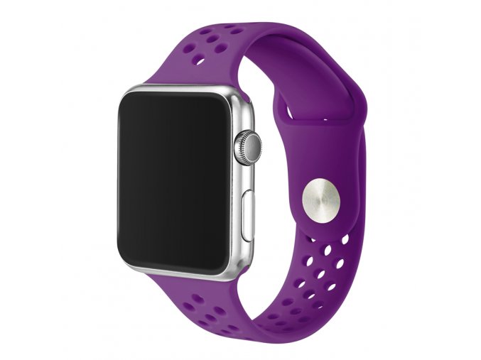 fialovy silikonovy reminek s odvetravacimi otvory pro apple watch 42 mm 0