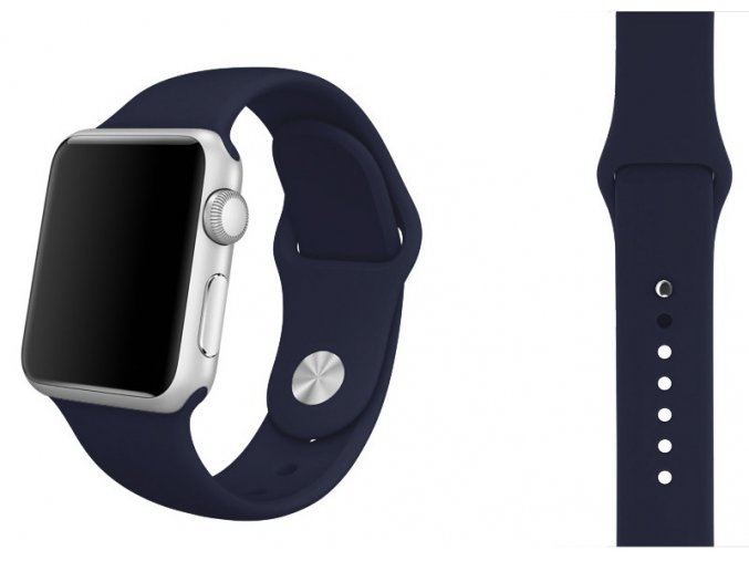 Půlnočně modrý silikonový řemínek pro Apple Watch 42, 44 a 45 mm