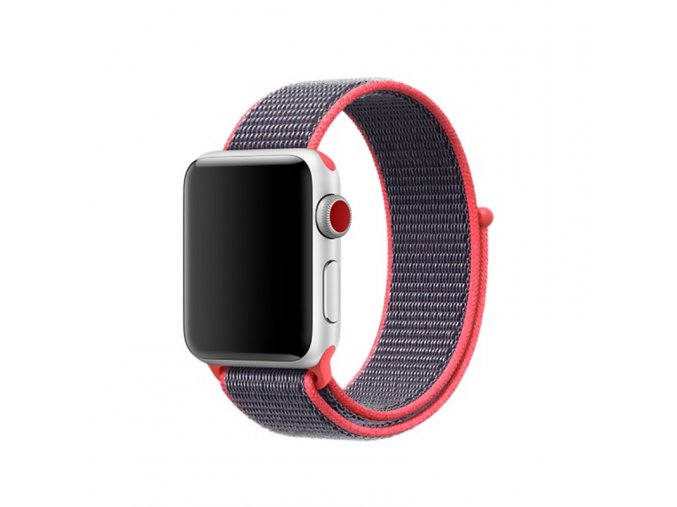 ruzovy provlekaci nylonovy reminek na suchy zip pro apple watch 42 mm