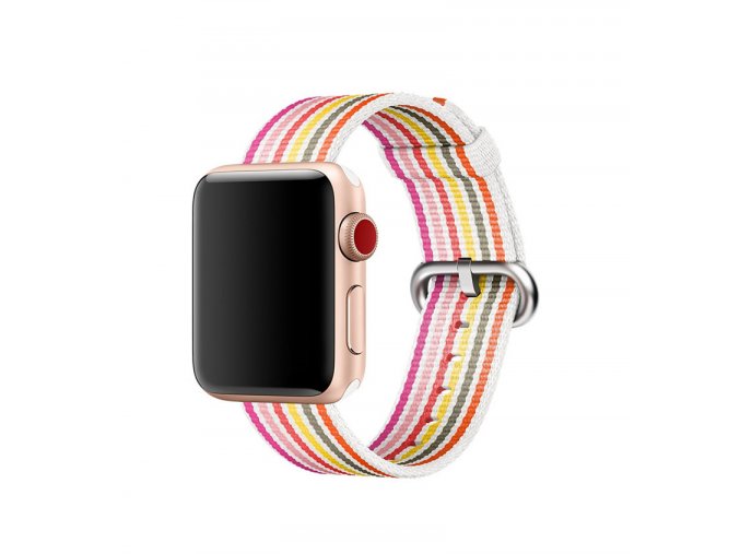 ruzove prouzkovany tkany nylonovy reminek pro apple watch 01