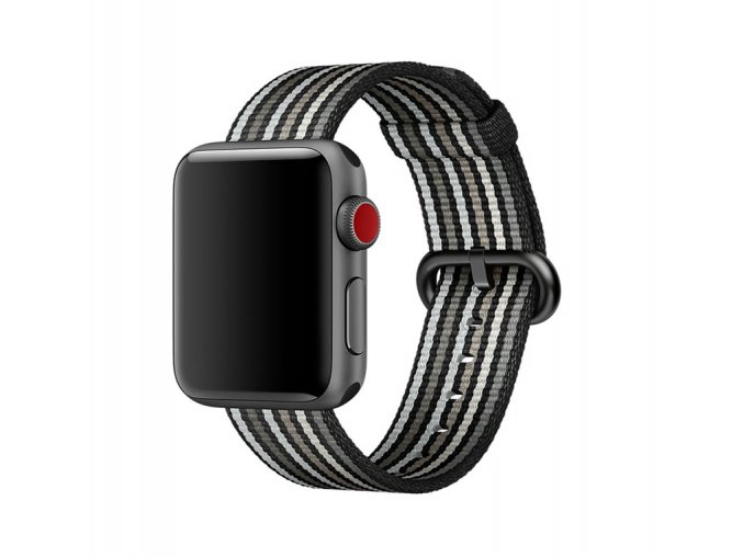 cerne prouzkovany tkany nylonovy reminek pro apple watch 01