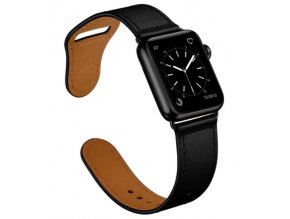 kozeny reminek pro apple watch se zapinanim na kolicek cerny