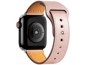 kozeny reminek pro apple watch se zapinanim na kolicek ruzovy