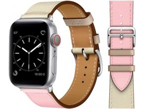 kozeny reminek pro apple watch s dvojitou ocelovou prezkou ruzovobily