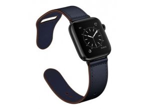 kozeny reminek pro apple watch se zapinanim na kolicek temne modry