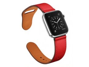 kozeny reminek pro apple watch se zapinanim na kolicek cerveny