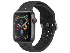 silikonovy reminek s odvetravacimi otvory a prezkou pro apple watch cerny