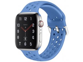 silikonovy reminek s odvetravacimi otvory a prezkou pro apple watch lehce modry