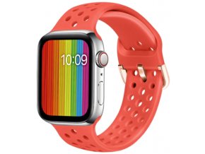 silikonovy reminek s odvetravacimi otvory a prezkou pro apple watch cervena ruze