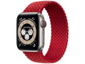 pleteny nylonovy navlekaci reminek pro apple watch cerveny