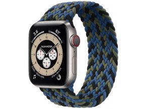 pleteny nylonovy navlekaci reminek pro apple watch cernomodrozeleny