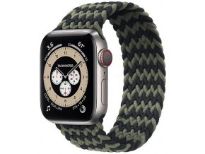 pleteny nylonovy navlekaci reminek pro apple watch cernozeleny