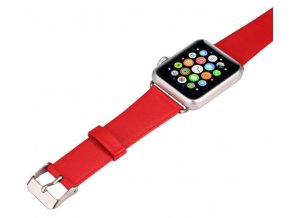 kozeny reminek pro apple watch 42 mm s klasickou ocelovou prezkou cerveny 01