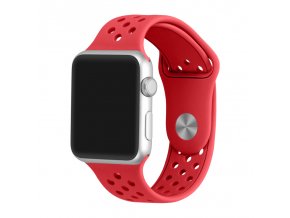 cerveny silikonovy reminek s odvetravacimi otvory pro apple watch 42 mm 02