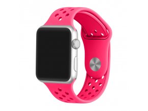 zarive ruzovy silikonovy reminek s odvetravacimi otvory pro apple watch 42 mm 02