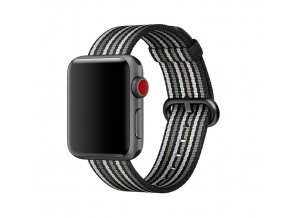 cerne prouzkovany tkany nylonovy reminek pro apple watch 01