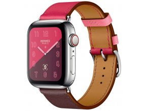 kozeny reminek pro apple watch s dvojitou ocelovou prezkou cervenohnedy 01