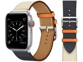 kozeny reminek pro apple watch s dvojitou ocelovou prezkou modrobily