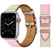 kozeny reminek pro apple watch s dvojitou ocelovou prezkou ruzovobily