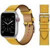 kozeny reminek pro apple watch s dvojitou ocelovou prezkou zluty