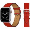 kozeny reminek pro apple watch s dvojitou ocelovou prezkou cerveny