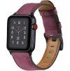 retro kozeny reminek pro apple watch s klasickou ocelovou prezkou cerveny