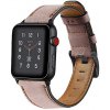 retro kozeny reminek pro apple watch s klasickou ocelovou prezkou lehce ruzovy