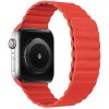 kozeny reminek s magnetickym zapinanim pro apple watch cerveny