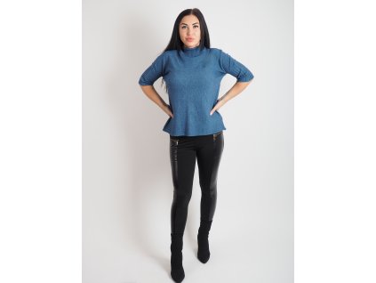 Dámsky modrý sveter so stojačikom