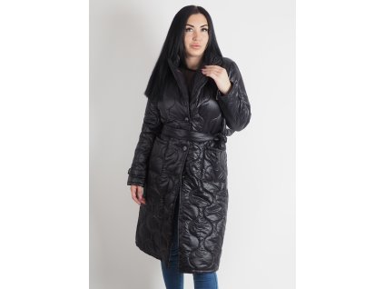 Dámska Bunda Black Quilted Long