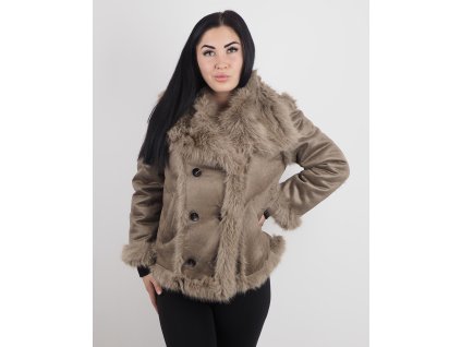 Dámsky umelý kožuch s kožušinovou podšívkou Soft Beige