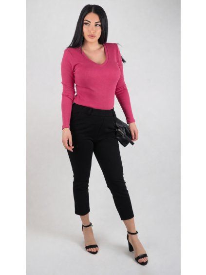 Dámske tričko Basic – dlhý rukáv (malinová)