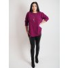 Dámsky fialový voľný sveter s vreckom
