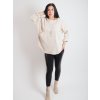 Dámsky béžový voľný sveter s vreckom