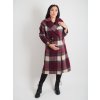 Dámský dlhý károvaný kabát na jar a jeseň