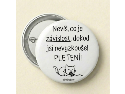 Button „Sucht und Stricken“