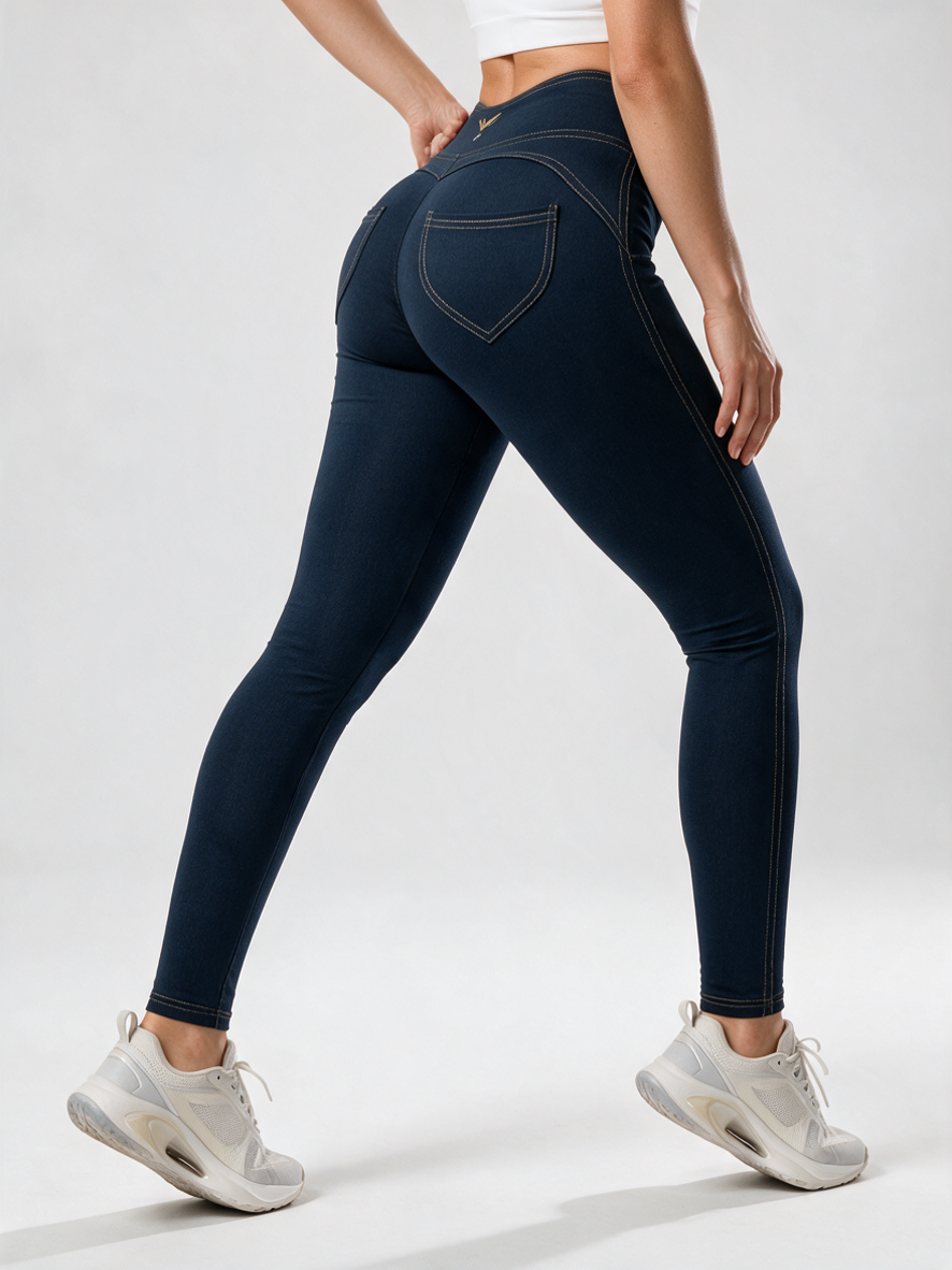 Dark Blue Push Up legíny na postavě