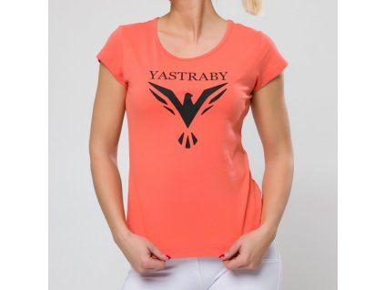 Dámské bavlněné tričko YASTRABY coralové