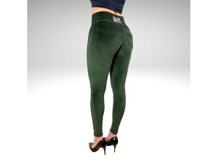 Legíny Push up Army Green Velur Yastraby