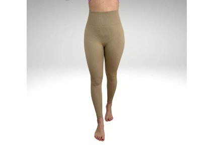 Bezšvové legíny Ribbed Khaki Yastraby (Veľkosť L)