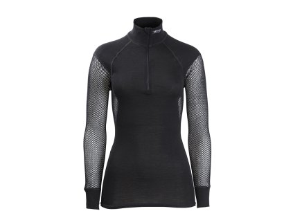 BRYNJE Lady Wool Thermo triko s dlouhým rukávem a zipem dámské černé